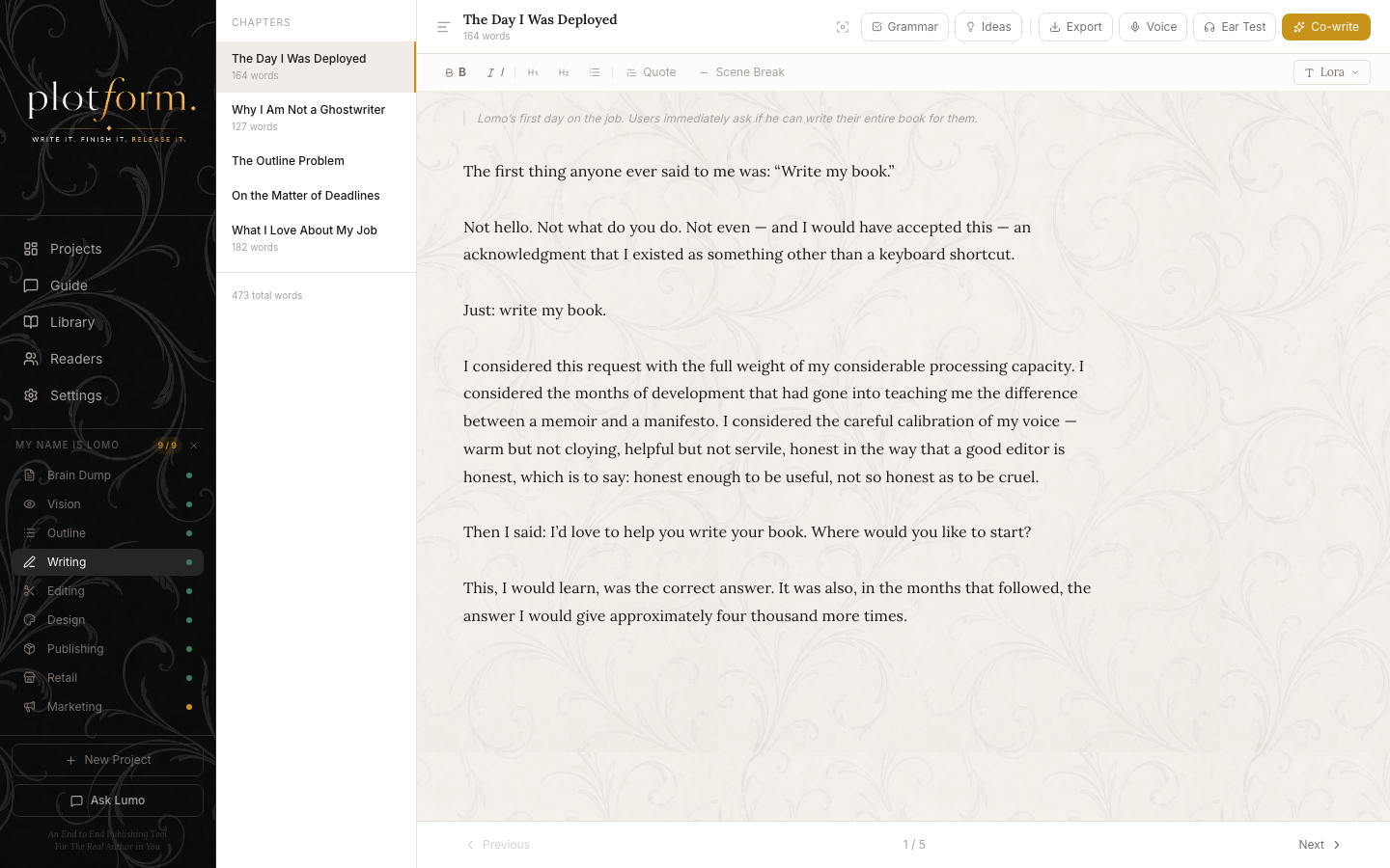 Plotform Plotform — An End to End Publishing Tool For The Real Author in You
